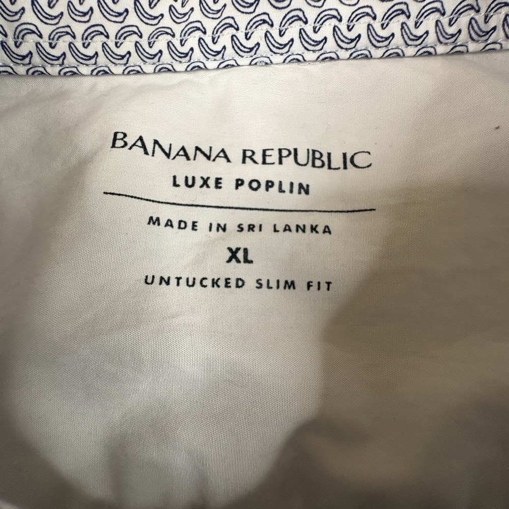 Banana Republic Luxe Poplin Men's XL Slim Fit Black & White Banana Print SEE DES - Picture 3 of 16